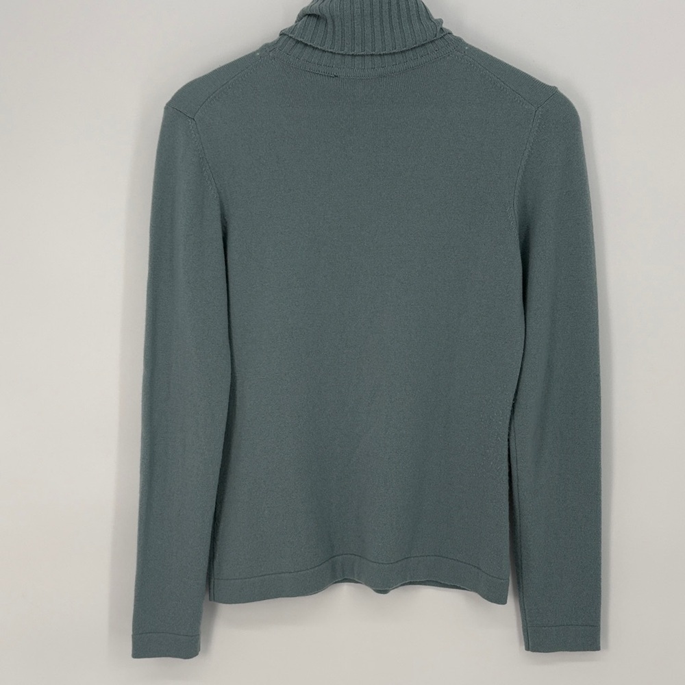 🦓 Escada cashmere turtleneck, blue green Neck Sweater - - Picture 6 of 7